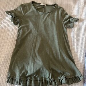 Altar'd State Olive Green Ruffle Sleeve Top